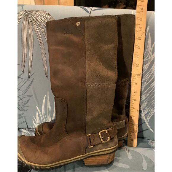 Sorel Slimboot Leather Suede Western Waterproof Tall Riding Boots sz 9.5 - Picture 6 of 11